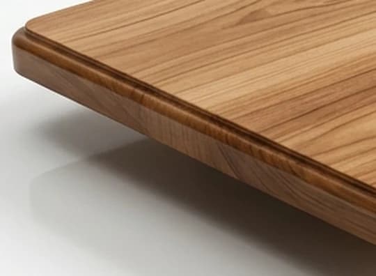 Illustration: close-up of a banded table top edge