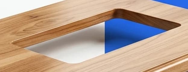 Illustration: close-up of a machine cut-out in a table top